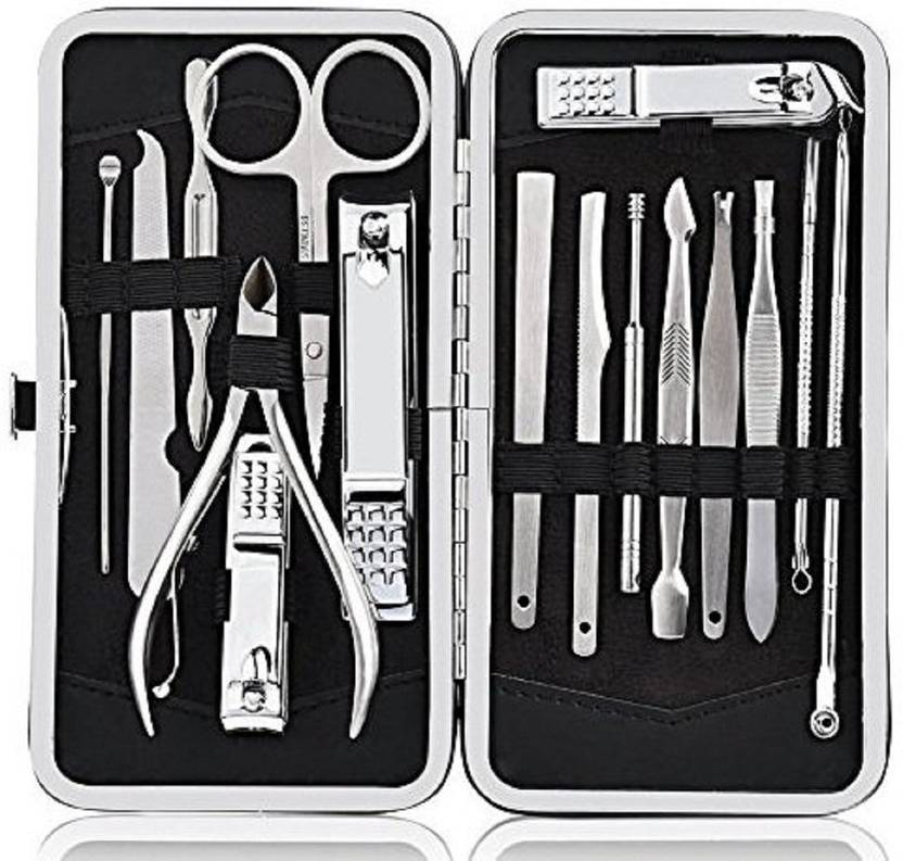 Foolzy Manicure Pedicure Set Nail Clippers 16 Pcs Stainless Steel