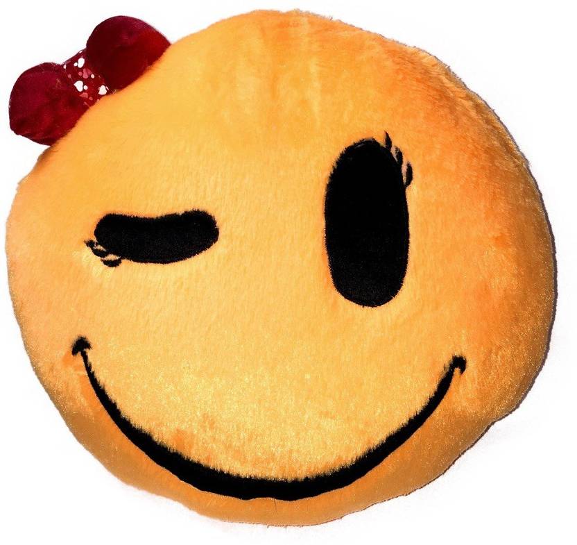 Symbolic Creations Polyester Fibre Smiley Pillow Decorative Cushion
