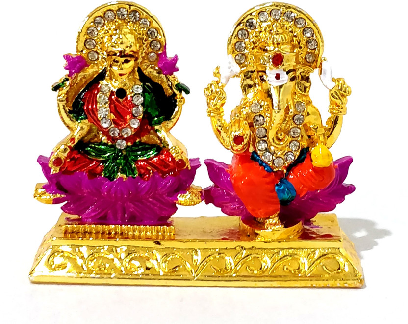 Hindu Goddess Laxmi Laxmiji Metal Show Piece Small Statue For Car Dash Board Gift Item