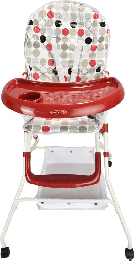 Notty Ride Foldable Baby High Chair With Wheelesh Basket Red Notty Ride Foldable Baby High Chair With Wheelesh Basket Red