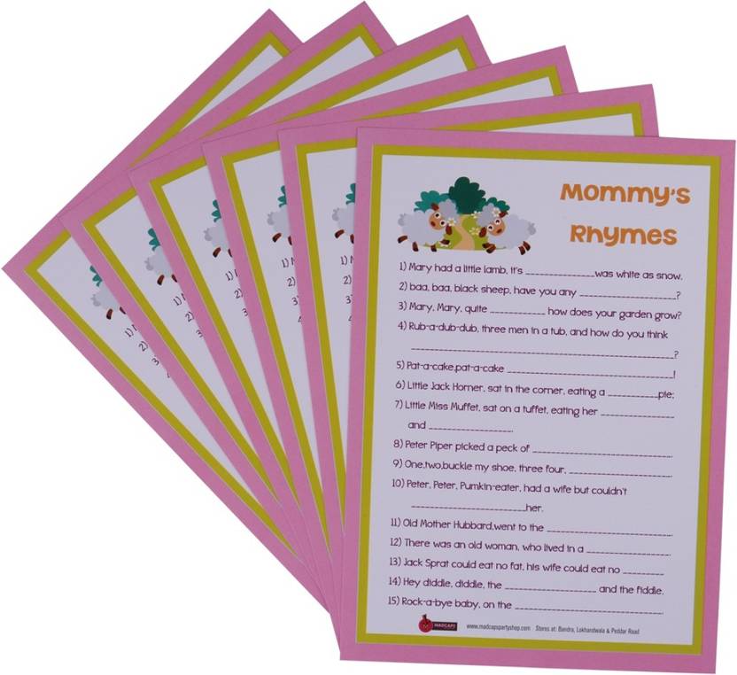 Madcaps The Party Shop Baby Shower Mommy S Rhymes Games Set Of 6pc Madcaps The Party Shop Baby Shower Mommy S Rhymes Games Set Of 6pc