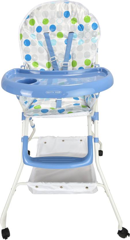 Notty Ride Foldable Baby High Chair With Wheelesh Basket Blue Notty Ride Foldable Baby High Chair With Wheelesh Basket Blue