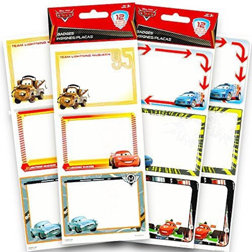 generic disney cars name tag stickers value set for kids pack of