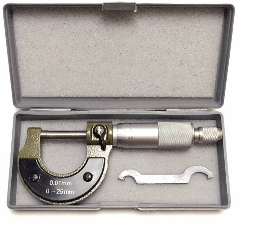 BALRAMA High Quality 025mm/0.001mm Outside Micrometer Gauge + Storage Box + Locking Clamp Key