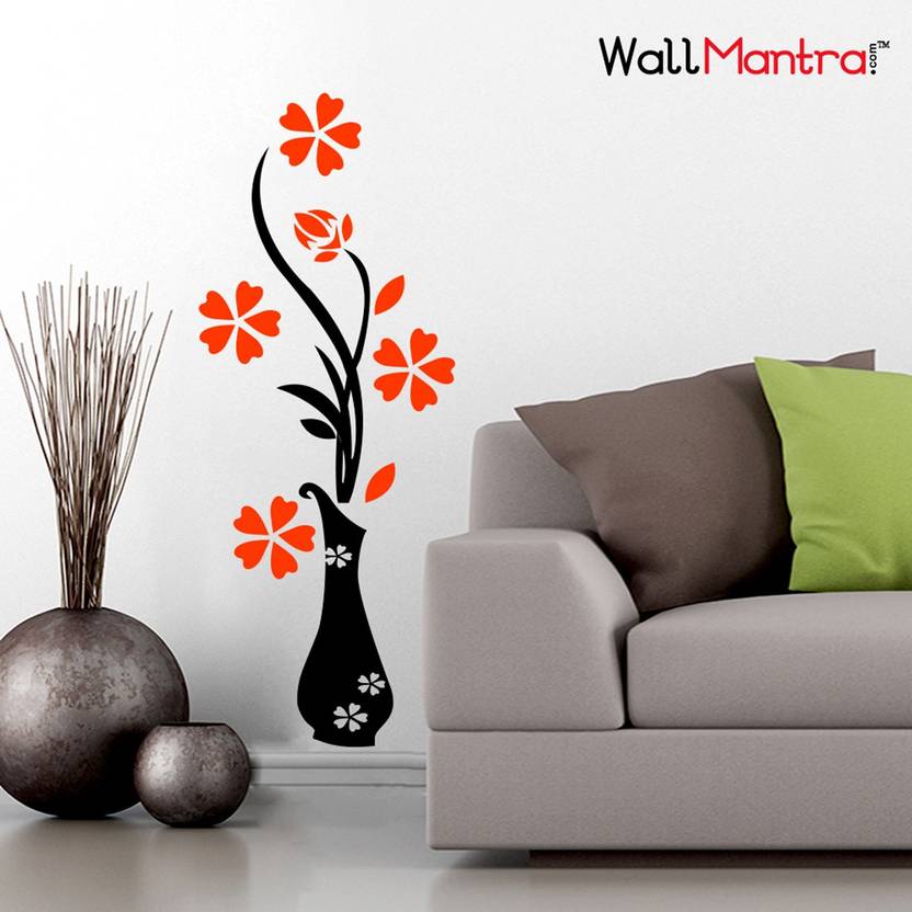 wallmantra flower pot wall sticker decal price in india - buy