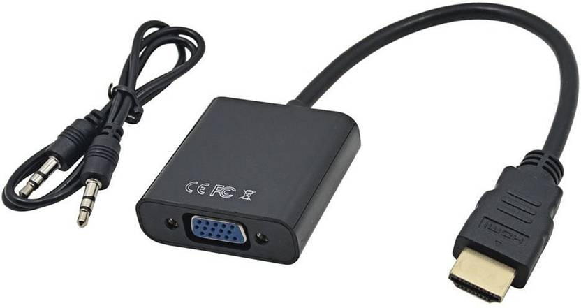 Microware Black Hdmi To Vga With Audio Adapter Converter Cable Hdmi Adapter Microware Flipkart Com