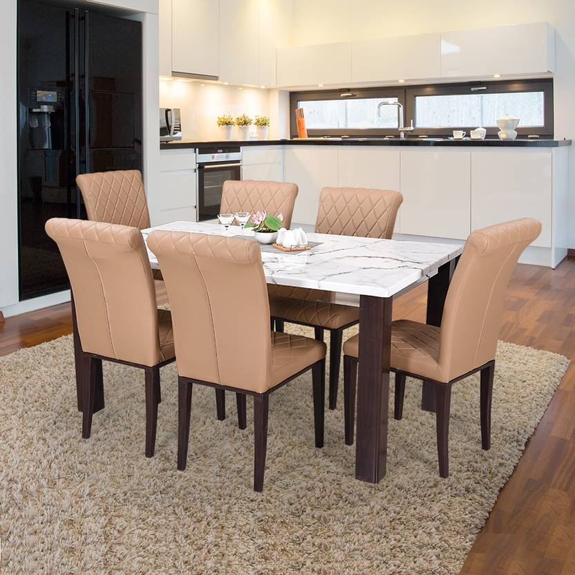 Royaloak Pearl Stone 6 Seater Dining Set In India - Royal Oak Dining Table Set With 6 Chairs Royaloak Pearl Stone 6 Seater Dining Set In India - Royal Oak Dining Table Set With 6 Chairs