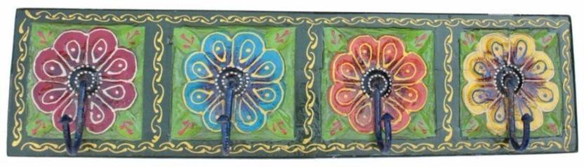 Rajcrafts Rajcarfts Wooden Rectangular Shaped 4 Hooks Coat