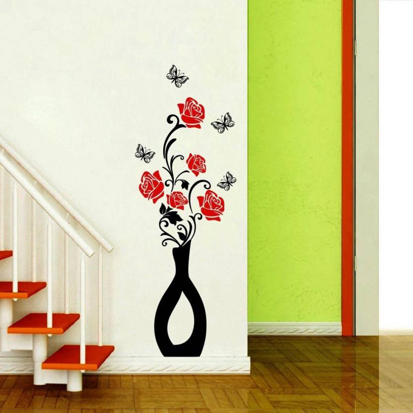 Wallmantra Rose Flower Pot Wall Sticker Price In India