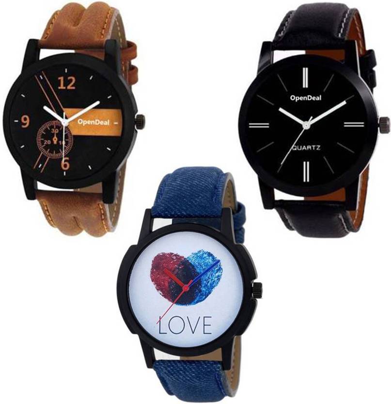 Opendeal Pack Of 3 Designer Leather Belt Combo Watch For Men Women Od 1 5 13 Watch For Boys Girls