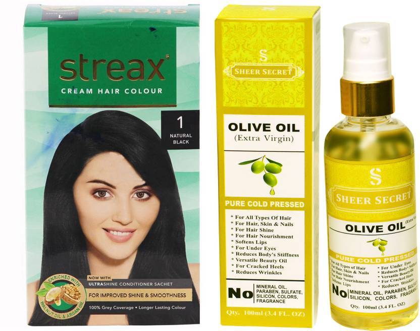 Streax Regular Natural Black No 1 With Pure Cold Pressed Sheer