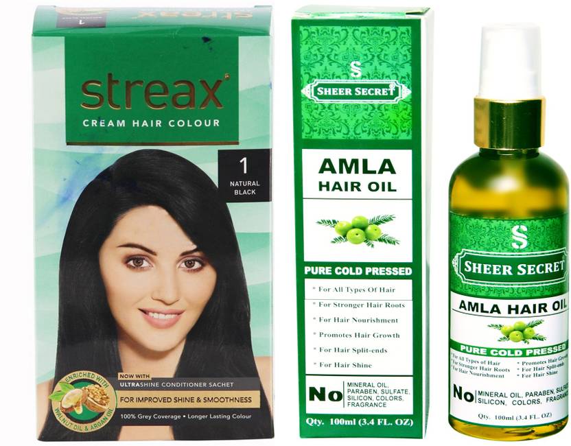 Streax Regular Natural Black No 1 With Pure Cold Pressed Sheer