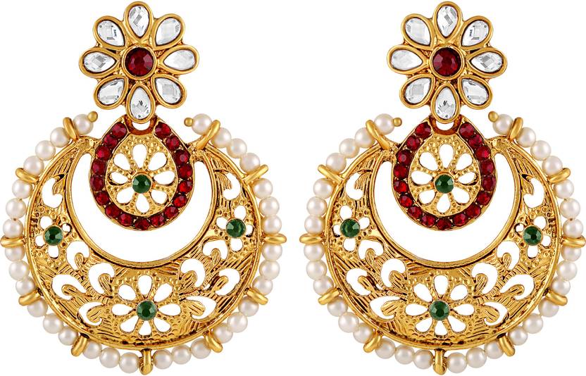 Flipkart Asmitta Jewellery Intricately Filigiree Design Asmitta Jewellery Intricately Filigiree Design Gold Plated Multi Color Earrings For Women Zinc Dangle Earring