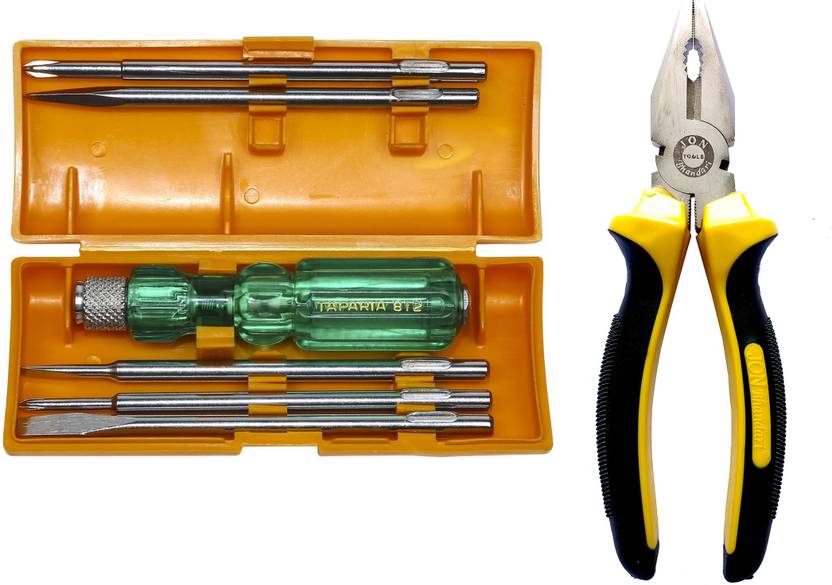TAPARIA 8 inch heavy duty cutting plier and 812 screwdriver set pack of