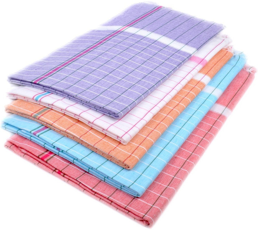 Cotton colors Cotton 200 GSM Bath Towel Set(Pack of 5)