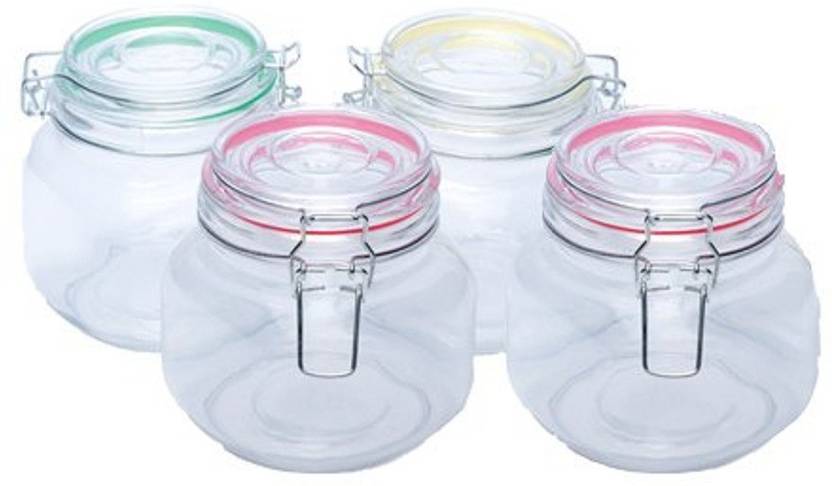 Godskitchen Set Of 4 Air Tight Jar Stainless Steel Clamp Lid