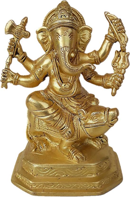 Brass Ganesh Ji On Rat 5.8 inches 14.5 cm Ganesh Ji On Rat