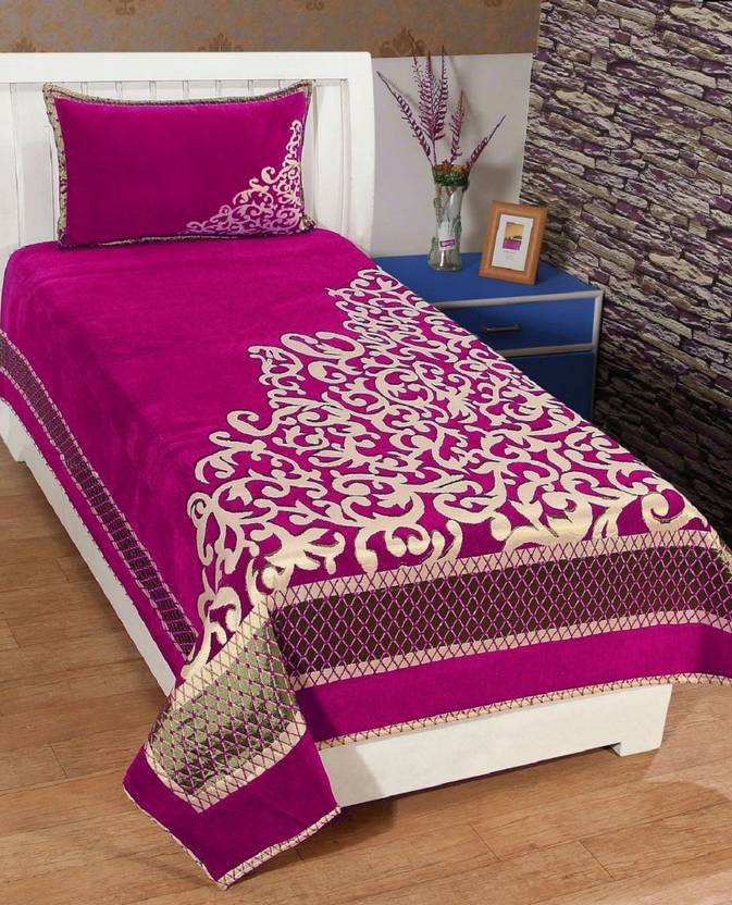 Nanki S 220 Tc Velvet Single Self Design Bedsheet Buy Nanki S