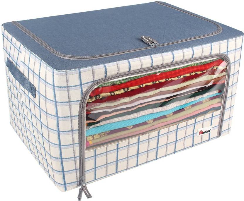HomeStorie Living Box Foldable Storage Boxes for Clothes, Sarees, Blankets, 60Ltr, Large