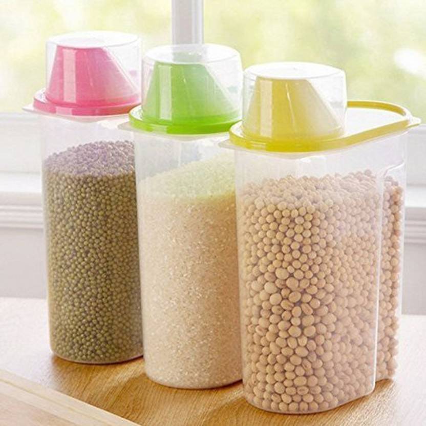 Inditradition Cereal, Food Grain Storage & Dispenser Jar Set of 3 Pcs