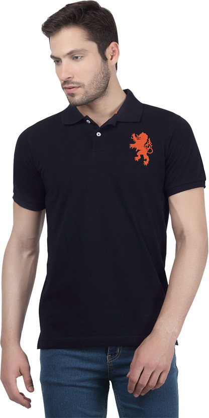 SPUNK Solid Men Polo Neck Blue T-Shirt