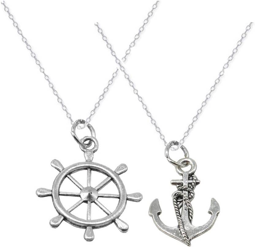 Sullery Rudder Anchor Ship Wheel Matching Couple Locket Sullery Rudder Anchor Ship Wheel Matching Couple Locket Pendant Neecklace With 2 Chain His And Her Zinc Alloy Set In India