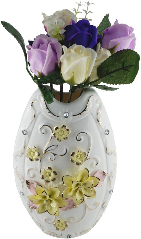 Wishkey White Ceramic Tabletop 10 Inch Flower Vase For Home Decor Wishkey White Ceramic Tabletop 10 Inch Flower Vase For Home Decor Living Room Corner