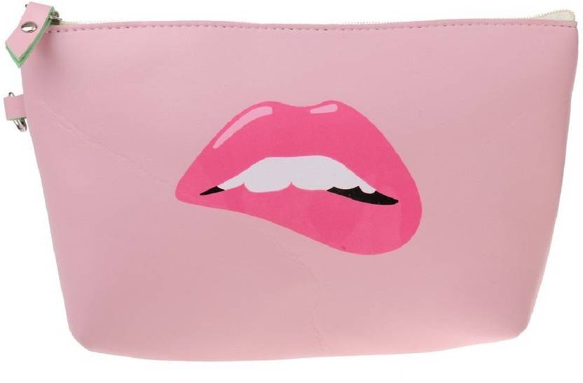 Mk Waterproof Cosmetic Pouch Travel Case Make Up Bag Pink Hot Lips