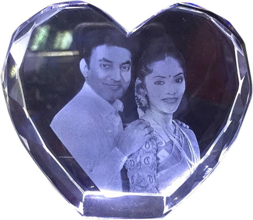 Gondget Diamond Cut Heart Shape Personalized 3d Crystal Decorative