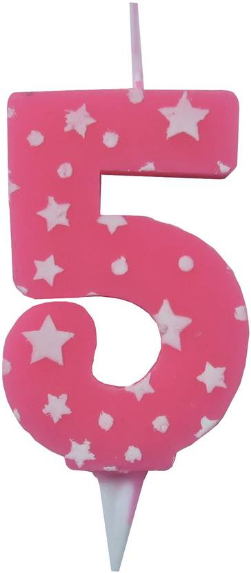 Pepup Star Birthday Wedding Anniversary Number Candle 5 Pink