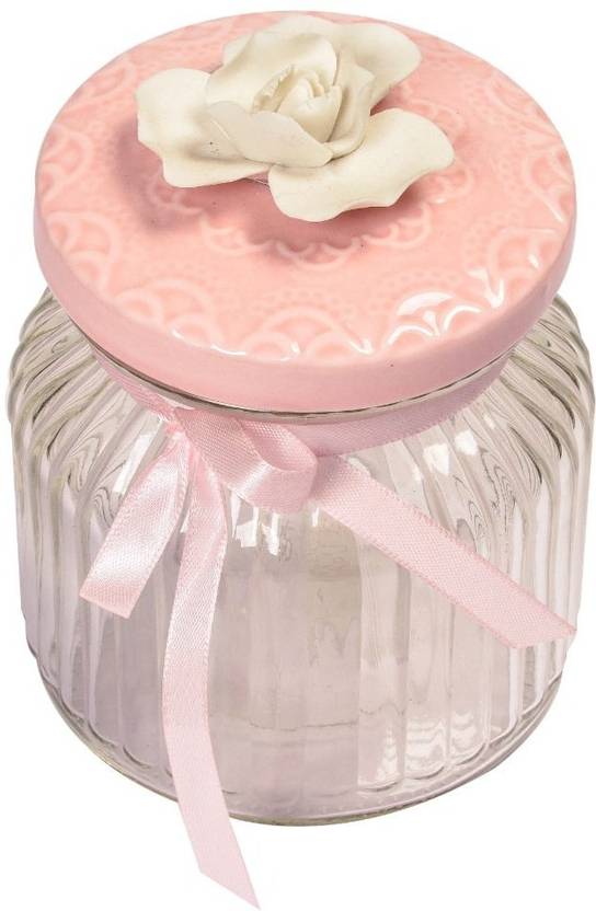 Scrafts Floral Pink Glass Container Decoration Jar Storage Jar 1