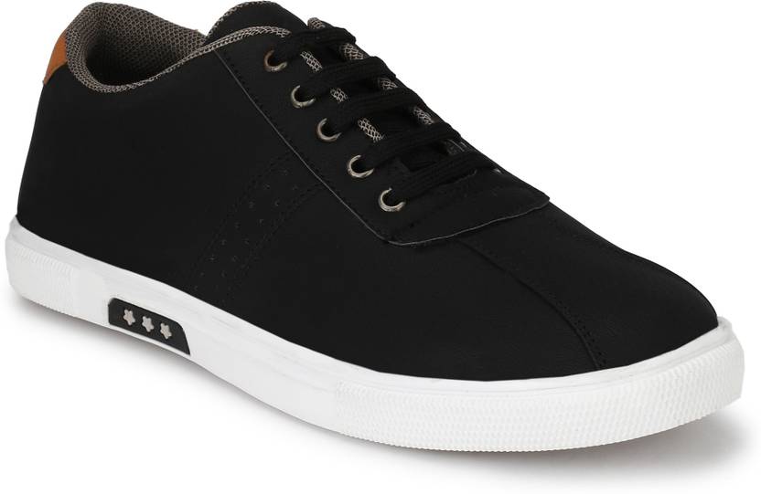 Bunkeys Black Synthetic Leather Smart Casual Shoes Sneakers For
