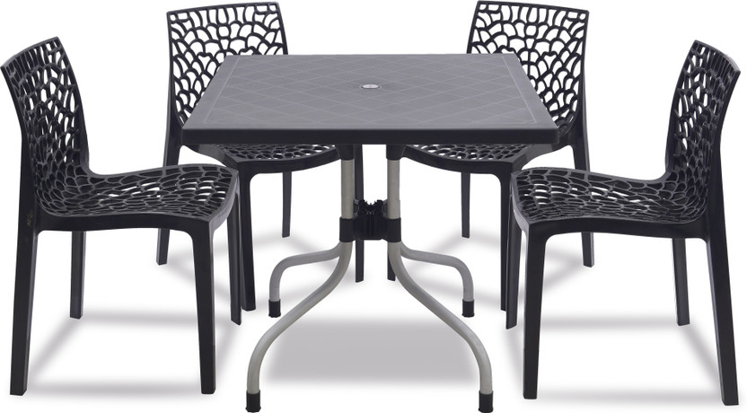 Supreme Plastic Table & Chair Set(Finish Color - Black, DIY(Do-It-Yourself))