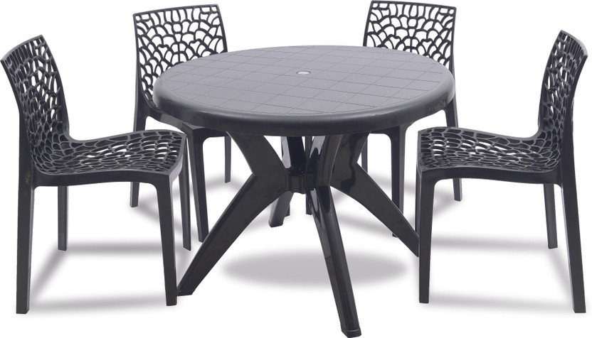 Supreme Plastic Table & Chair Set(Finish Color - Black, DIY(Do-It-Yourself))
