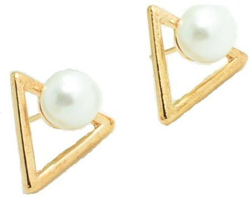 Pingworld19 Ping World New Fashion For Women Lady Elegant Triangle Pearl Ear Cuff Stud Earrings Alloy Earring Pingworld19 Ping World New Fashion For Women Lady Elegant Triangle Pearl Ear Cuff Stud Earrings Alloy Earring
