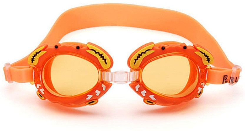 GENERIC Kids Cartoon Anti fog Swimming Goggles with Zipper Bag Swimming Goggles(Orange)