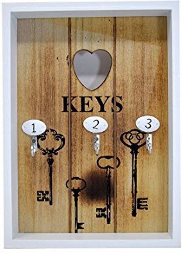 Scrafts White 3 Wall Decor Hanging Wooden Key Holder Price In