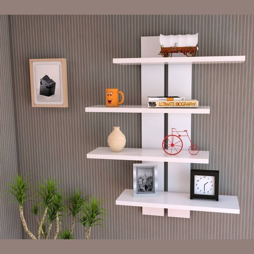 Sunshine Wood Mdf Floating Laminated Ladder Shape 4 Tier Designer Sunshine Wood Mdf Floating Laminated Ladder Shape 4 Tier Designer Wall Rack Shelf