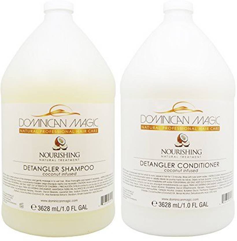 Dominican Magic Coconut Detangler Shampoo Conditioner Gal Duo