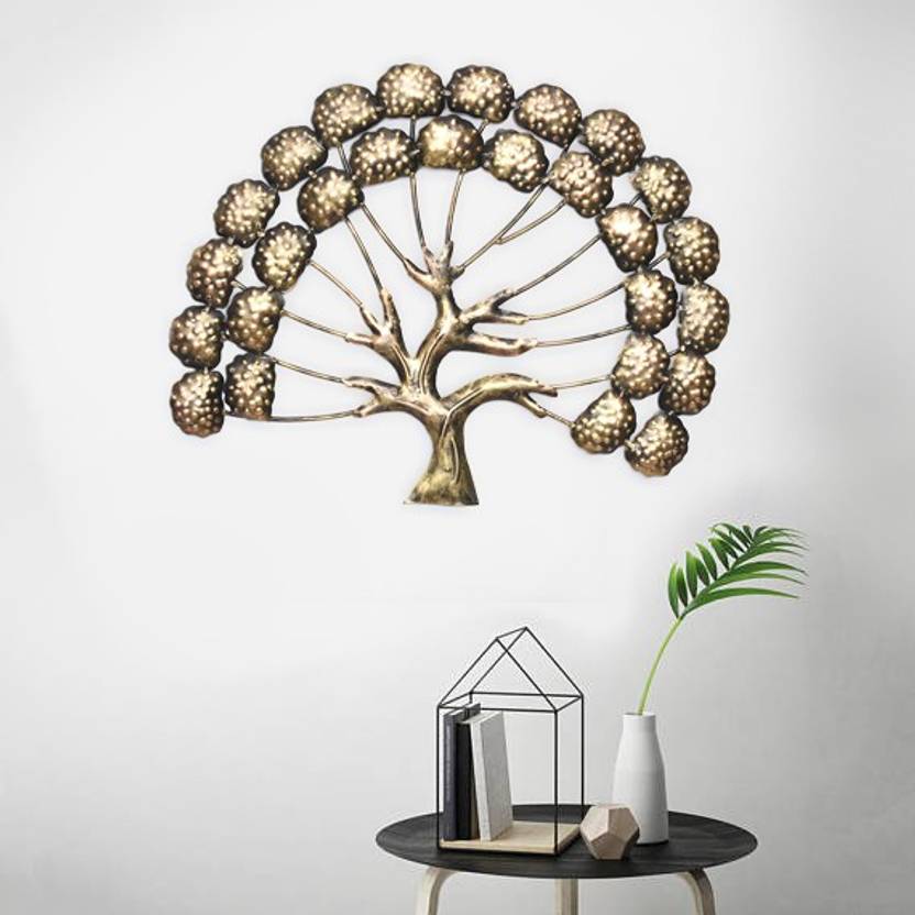 Collectible India Metal Golden Tree Of Knowledge Life Wall