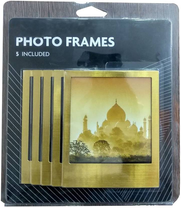 Vyu Set Of 5 Small Magnetic Photo Frame Gold Fridge Magnet
