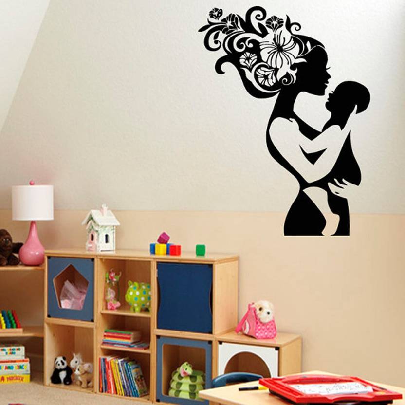 Fantaboy Mother With Baby Floral Hair Kids Room Wall Decor Size