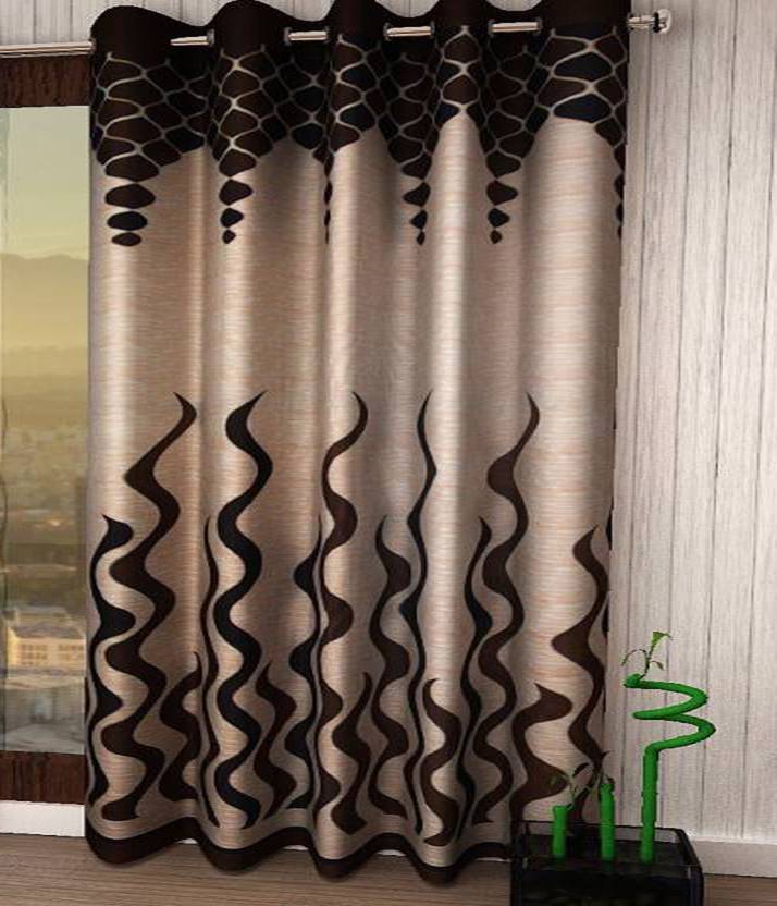 India Furnish 213 Cm 7 Ft Polyester Door Curtain Single India Furnish 213 Cm 7 Ft Polyester Door Curtain Single Printed Brown