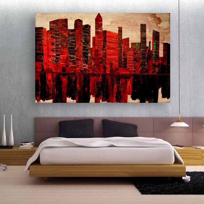 Inephos Unframed Canvas Painting Modern City Art Wall
