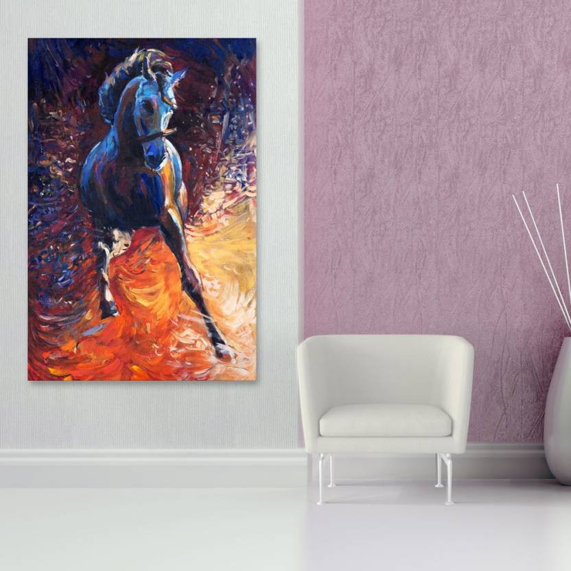 Inephos Unframed Canvas Painting Beautiful Horse Art Vastu