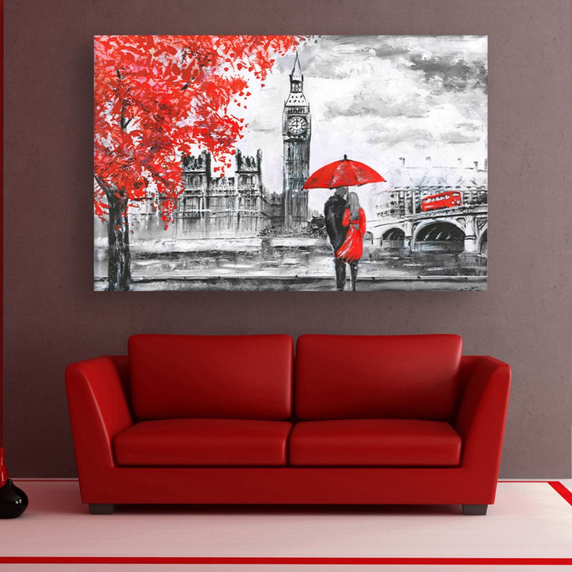 COUPLE LOVE RED IN VENICE RE PRINT ON FRAMED CANVAS WALL ART HOME DECORATION