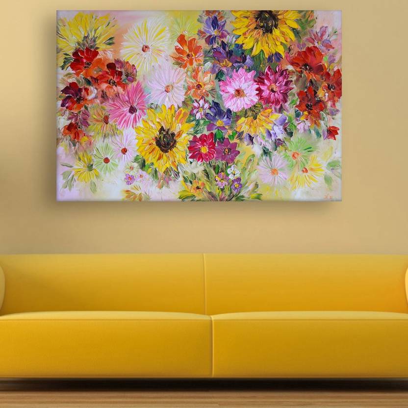 Inephos Unframed Canvas Painting Beautiful Flowers Fl Art