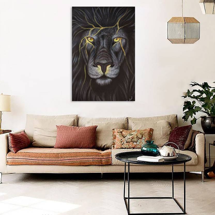 Inephos Unframed Canvas Painting Beautiful Lion Art Wall
