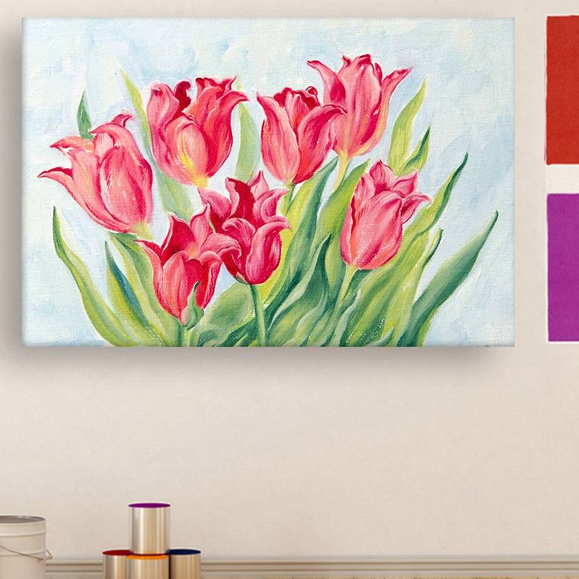 Inephos Unframed Canvas Painting Beautiful Flowers Fl Art