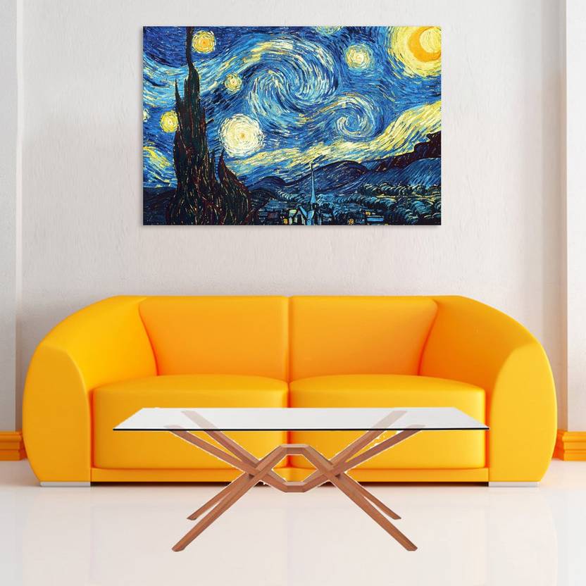 Inephos Unframed Canvas Painting Beautiful Starry Night